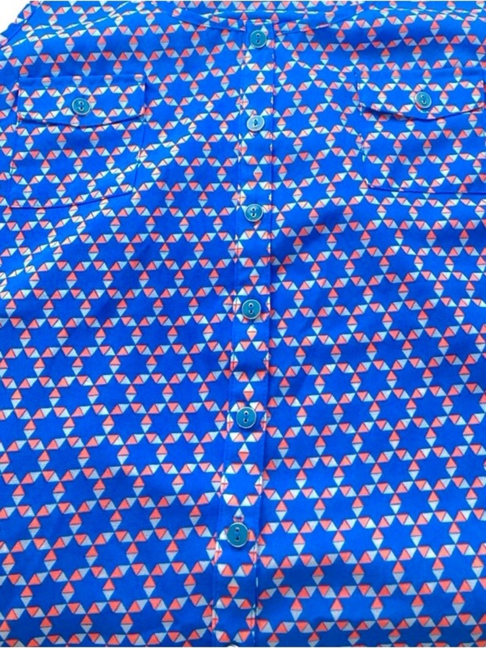 MINE Blue Geometric racerback tank Blouse – Size L - Picture 6 of 9